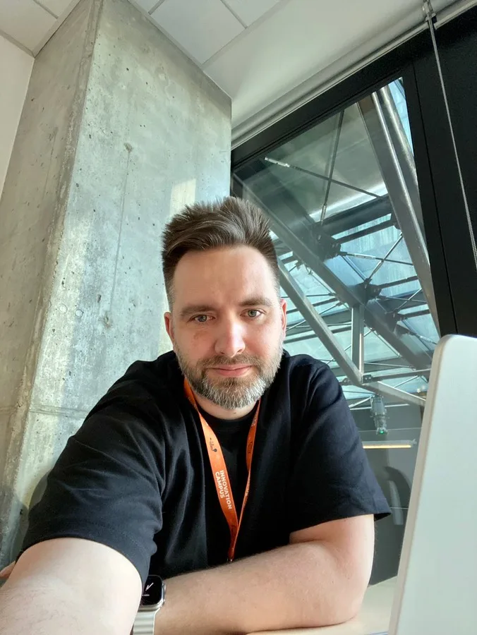 Andrew working from the office